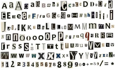 Papier Peint photo Lavable Journaux Journal, magazine alphabet avec chiffres et symboles