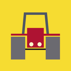 Traktor rot gelber Fond ohne Fahrer © Gerhard Seybert