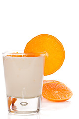milk yogurt with oranges