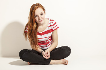 portrait of young beautiful redheaded woman