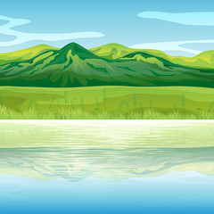 A mountain across the lake