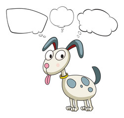 A puppy with empty callouts