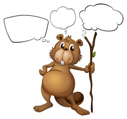 A beaver holding a stick with empty callouts © GraphicsRF