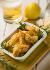 chicken croquette with rosemary and pepper, selective focus