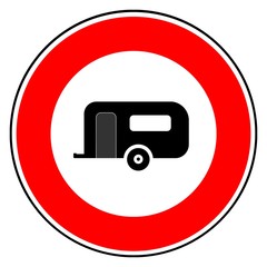 Caravane dans un panneau de signalisation