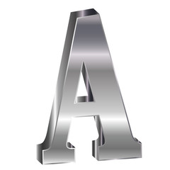 A　アルファベット　銀　３D