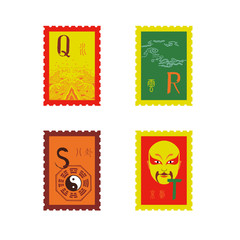 New Year alphabet with Chinese icons