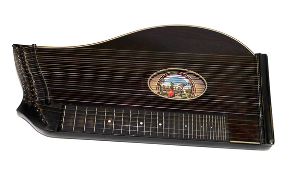 alte antike Zither, Saiteninstrument um 1920