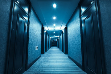 blue hotel corridor