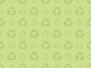 green seamless pattern with recycle icons