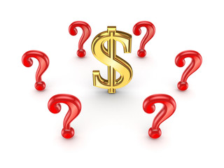 Red query marks around dollar sign.