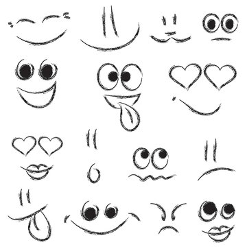 sketches of smiley faces