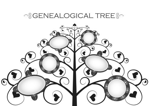 genealogical tree on a white background, silhouette