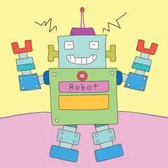Zelfklevend Fotobehang Robot tekenfilm © galichstudio