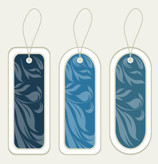 Floral blue tags for template vector