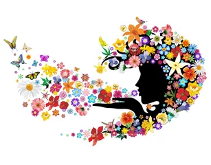 Peel and stick wall murals Draw Spring Breath Flowers-Soffio di Primavera con Fiori