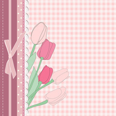 Vintage card with pink tulip vector