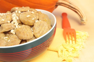 a bowl of pumpkin gnocchi