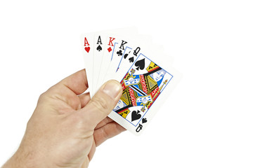 Poker player holding three two pair