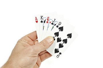 Poker player holding high card