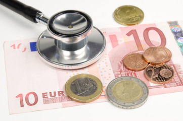 stethoscope and cash EUR