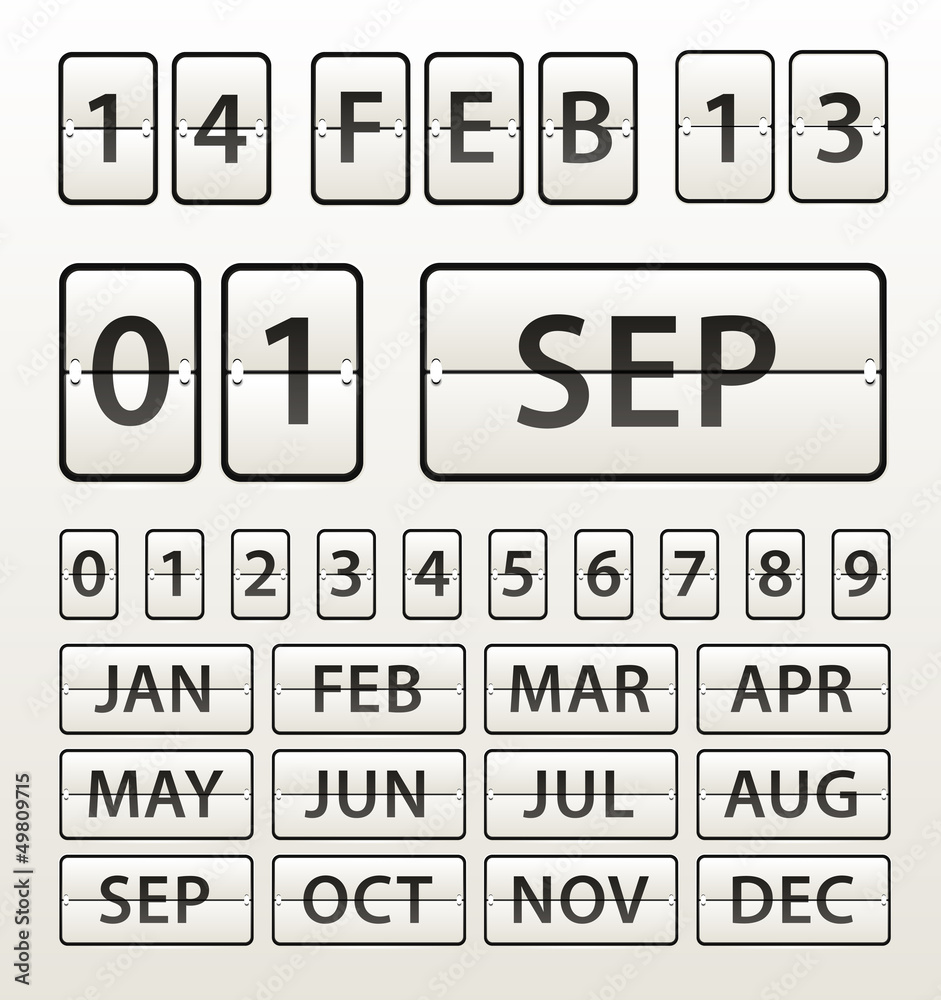 Poster plastic diary with digits set