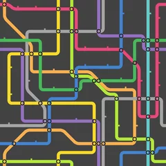 Fotobehang Stratenplan Abstract kleurenmetroschema