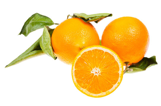 three oranges isolated on white
