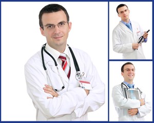 Fototapeta premium Set (collage) of doctor .Isolated over white background.