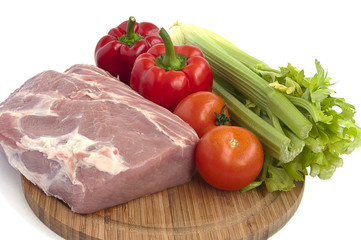 raw pork and vegetables