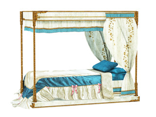 luxurious bed, isolated on the white background