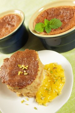 soufle with mango sauce