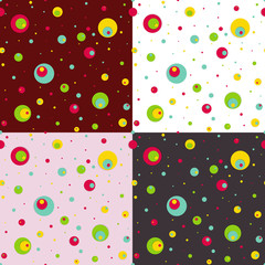 Set of seamless patterns with colorful circles.
