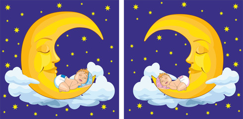 bébé dort sur la lune