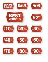 Vector red price tags, labels, stickers, sale