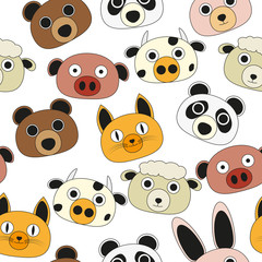 Fototapeta premium animal face seamless pattern