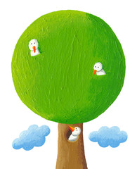 Tree with three birds