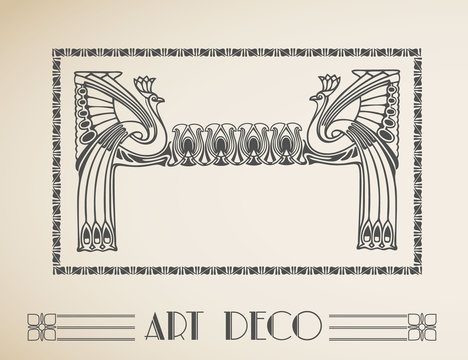 Vector Art Deco Frame With Peacock