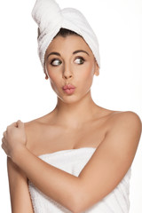 expression woman in towel