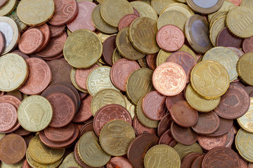 Euro coins top view