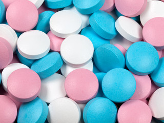 Many multi-coloured pills.