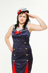 Frau in 1950s Sailor Pin up Uniform