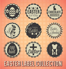 Vector Set: Vintage Happy Easter Sunday Labels