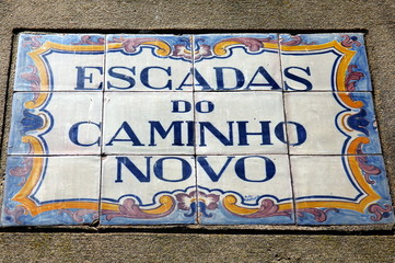 Fototapeta premium Azulejo street sign in the City of Porto in Portugal