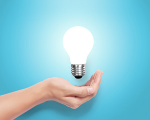 bulb light on hand