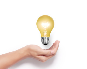 bulb light on hand