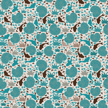 Fototapeta Pond with fishes. Seamless pattern