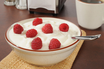 Yogurt with raspberries