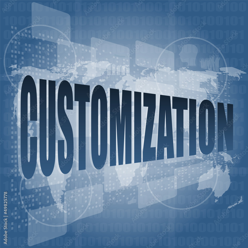 Poster customization word on digital binary touch screen