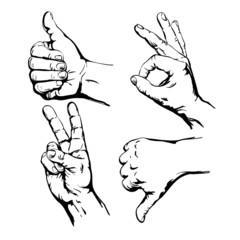 Set of  Symbol Hands. Vector Illustration